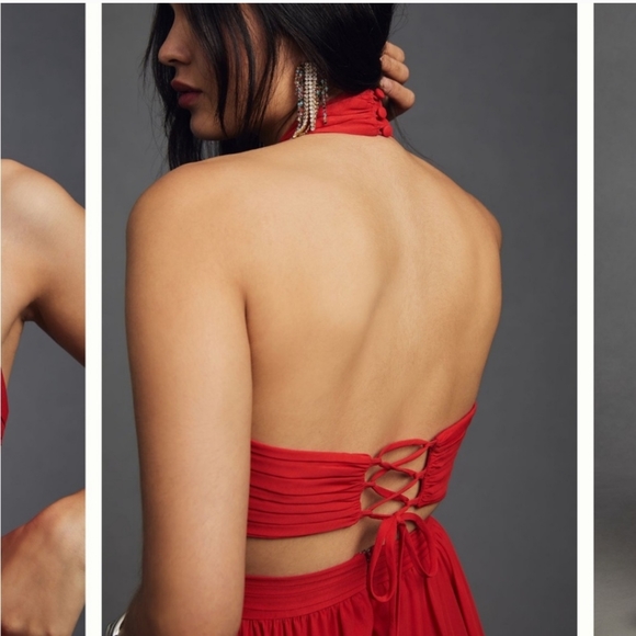 PatBO CUT-OUT HALTERNECK MAXI DRESS - CANDY RED. Size 6 - Picture 12 of 16